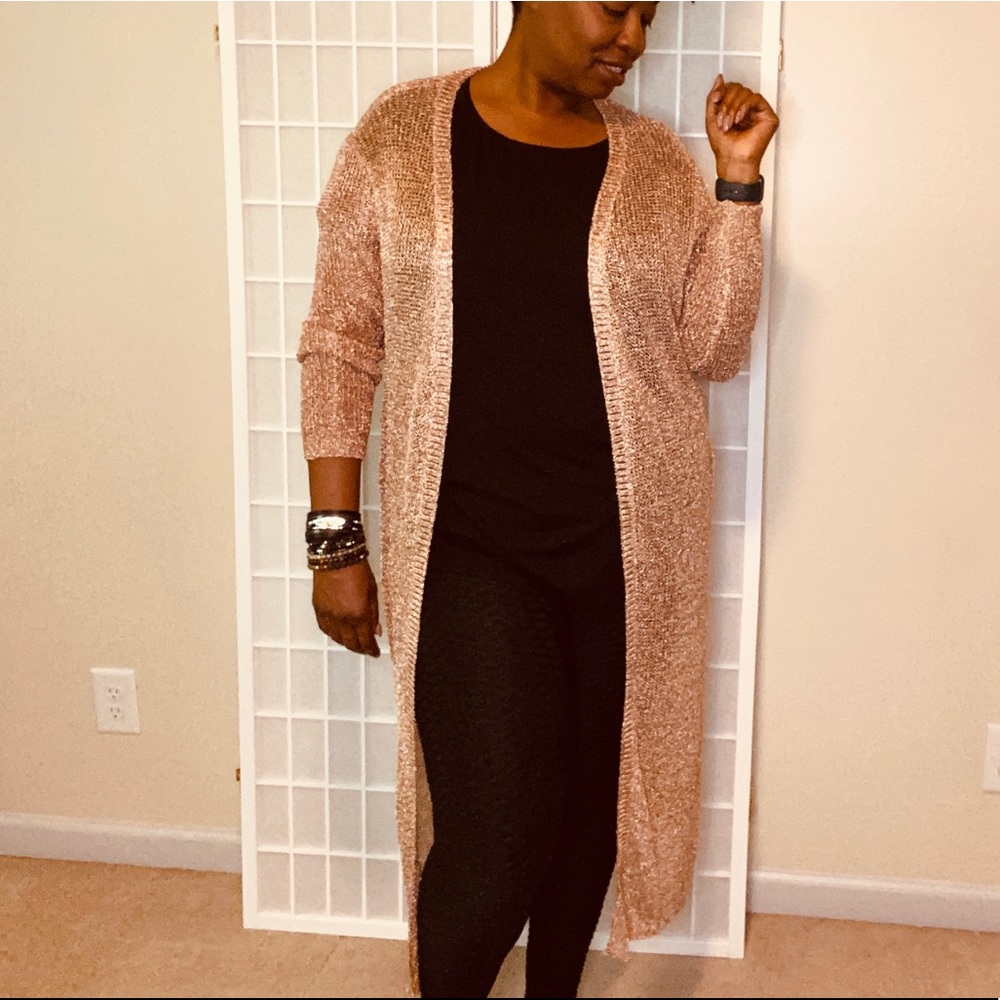 Rose Gold Mesh/Metallic full length chain link cardigan